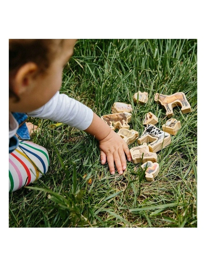 10pc My Farm Animals Kids Wooden Toy Fun Educational Play 12m  image 3