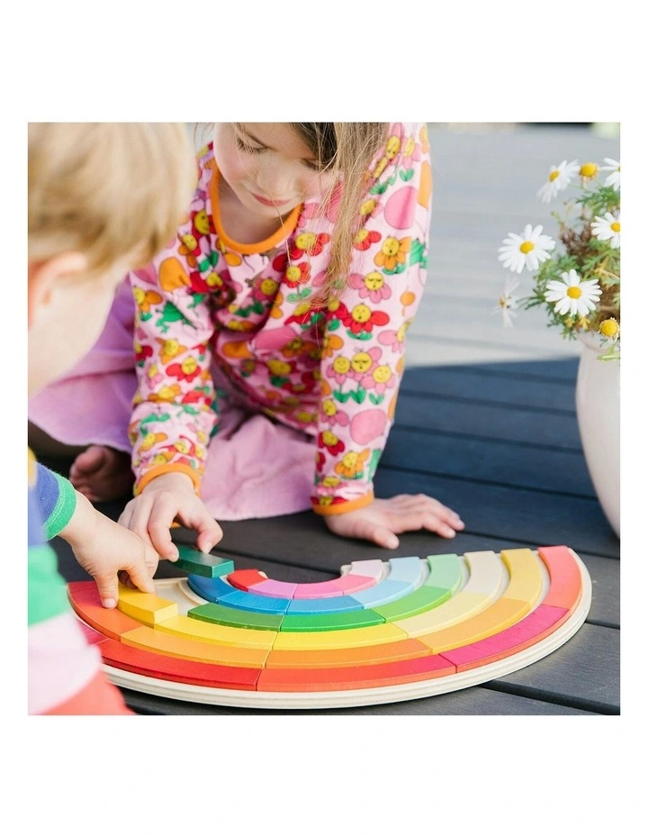 30pc Building Rainbows Kids Wooden Toy Fun Interactive Play 3  image 3