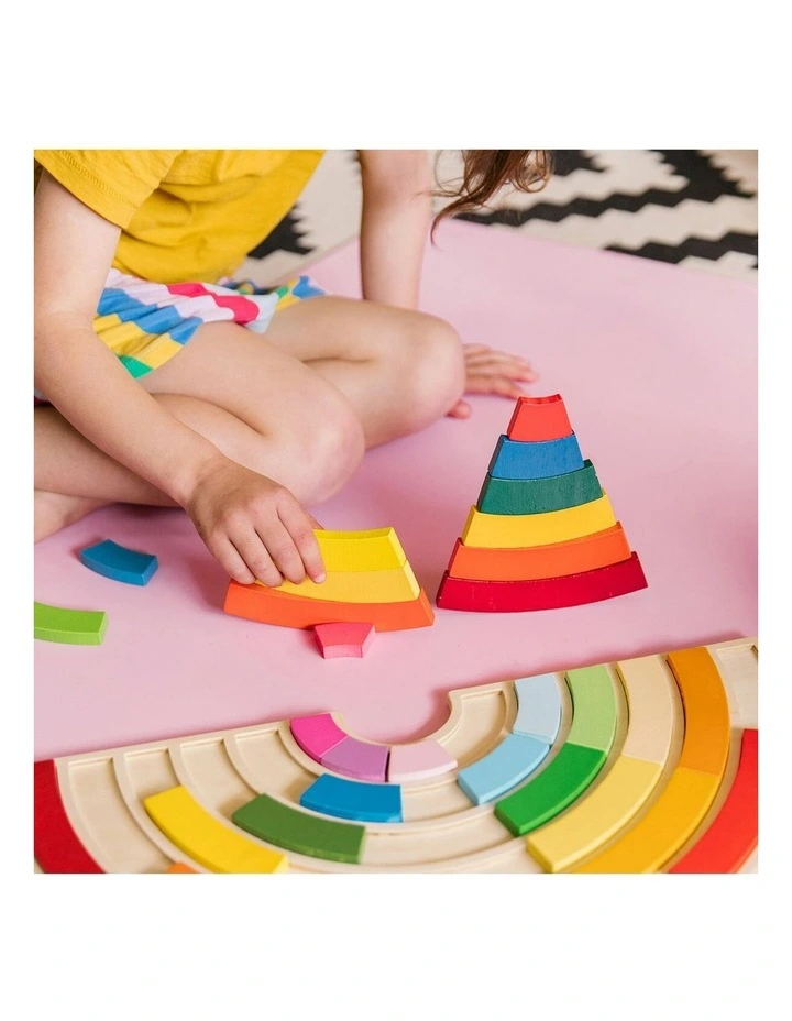 30pc Building Rainbows Kids Wooden Toy Fun Interactive Play 3  image 4
