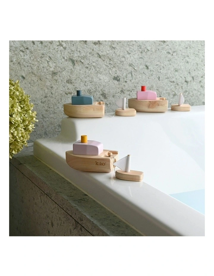 Gg Ofune Wind-Up Sail Boat Fun Play Wooden Toy 3+ image 2