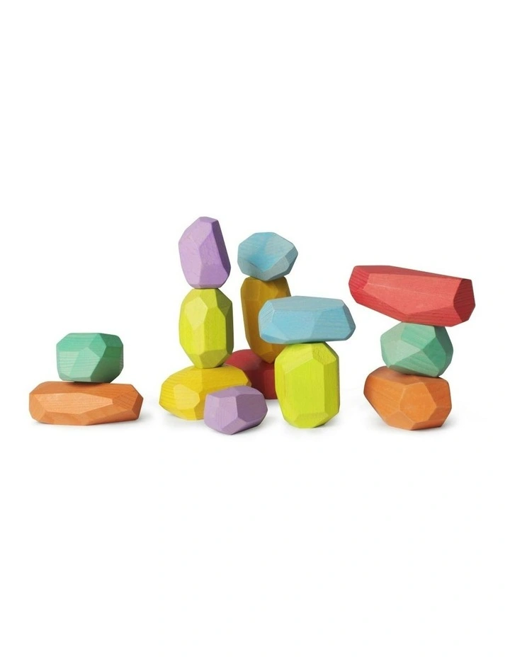 Wooden Stacking Stones Fun Activity Playset 2+ 14 Piece image 2