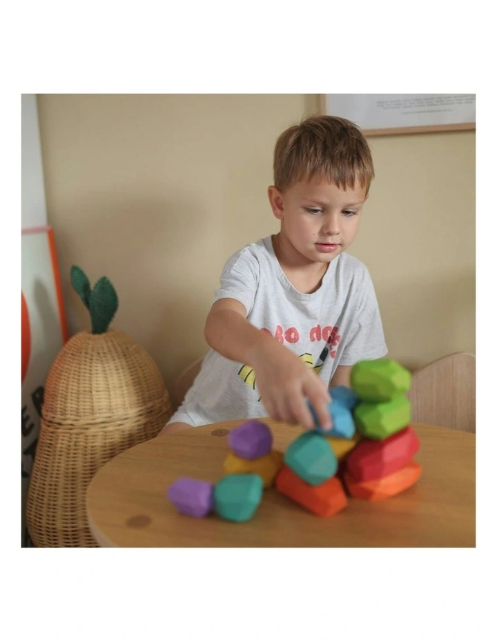 Wooden Stacking Stones Fun Activity Playset 2+ 14 Piece image 3