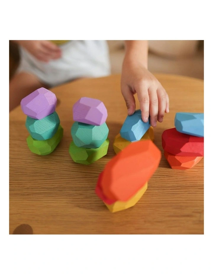 Wooden Stacking Stones Fun Activity Playset 2+ 14 Piece image 5