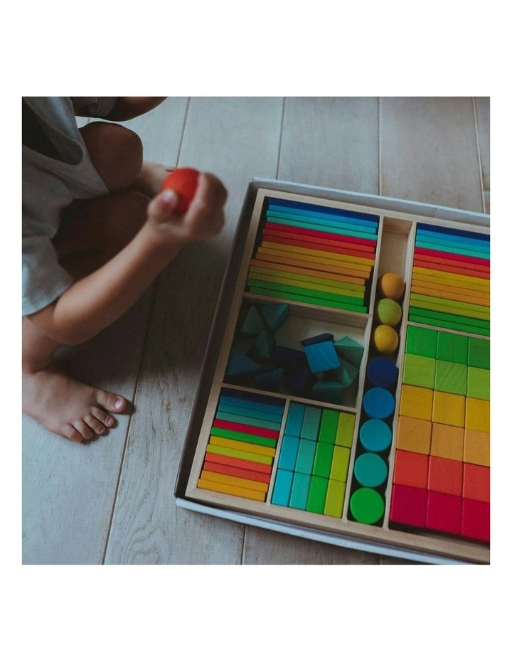 Mixed Wooden Blocks With Tray Toy 2+ 100 Piece image 5