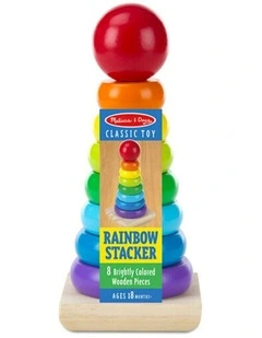 Rainbow Round Wooden Educational Stacker Rings