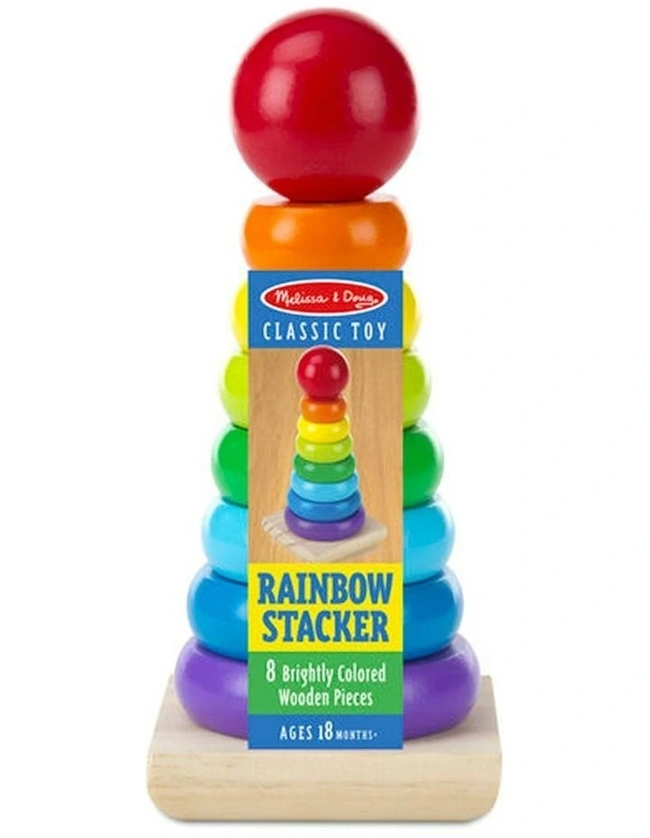 Rainbow Round Wooden Educational Stacker Rings image 1