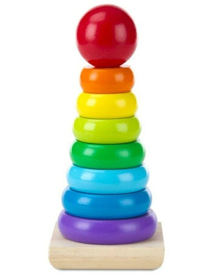 Rainbow Round Wooden Educational Stacker Rings image 2