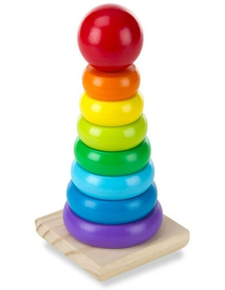 Rainbow Round Wooden Educational Stacker Rings image 3