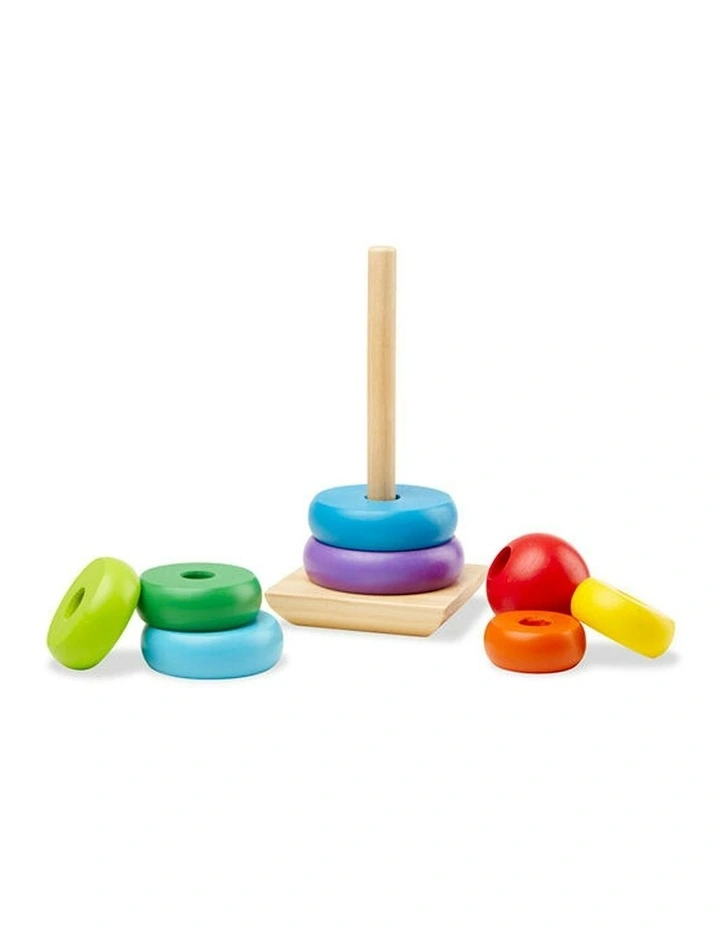 Rainbow Round Wooden Educational Stacker Rings image 4