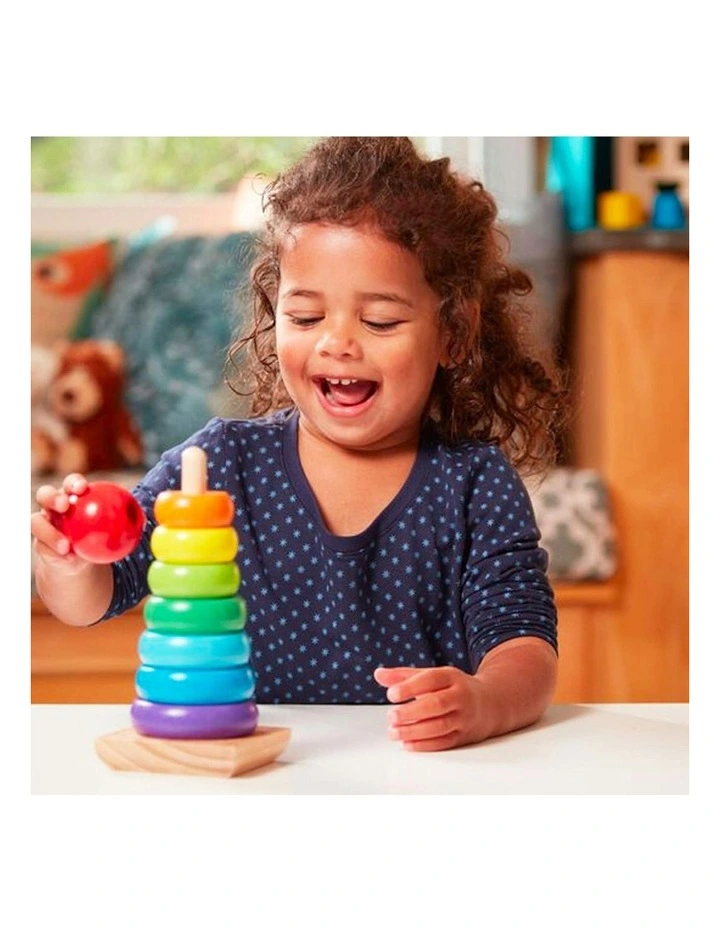 Rainbow Round Wooden Educational Stacker Rings image 5