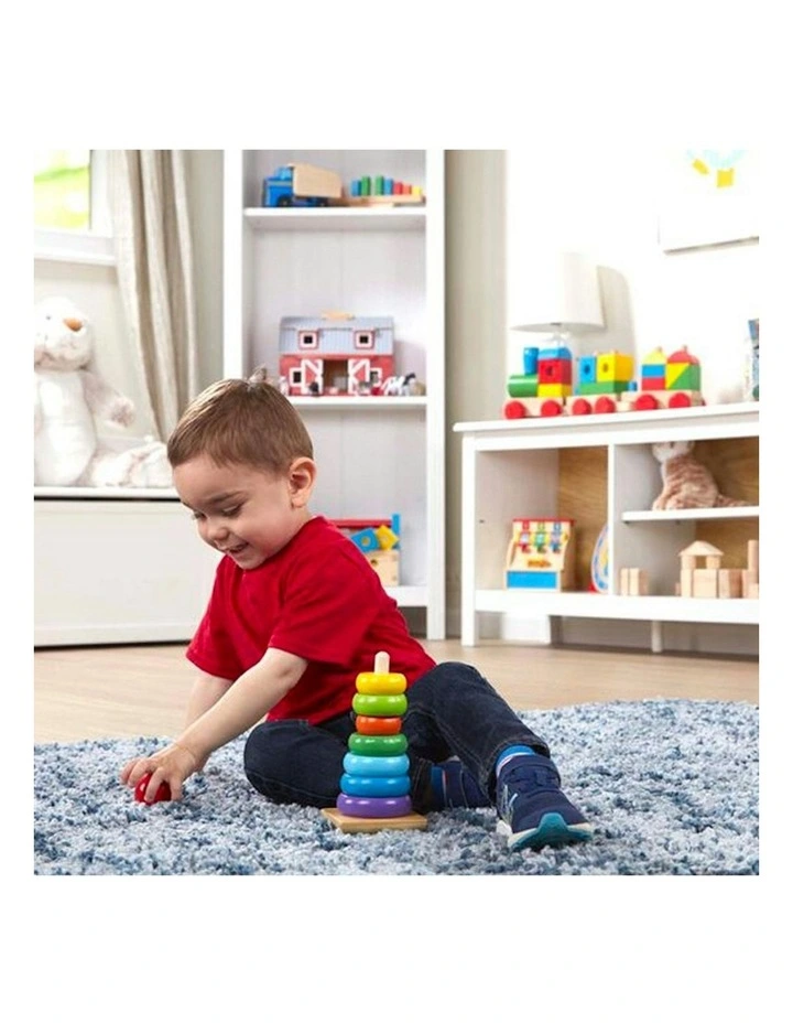 Rainbow Round Wooden Educational Stacker Rings image 6