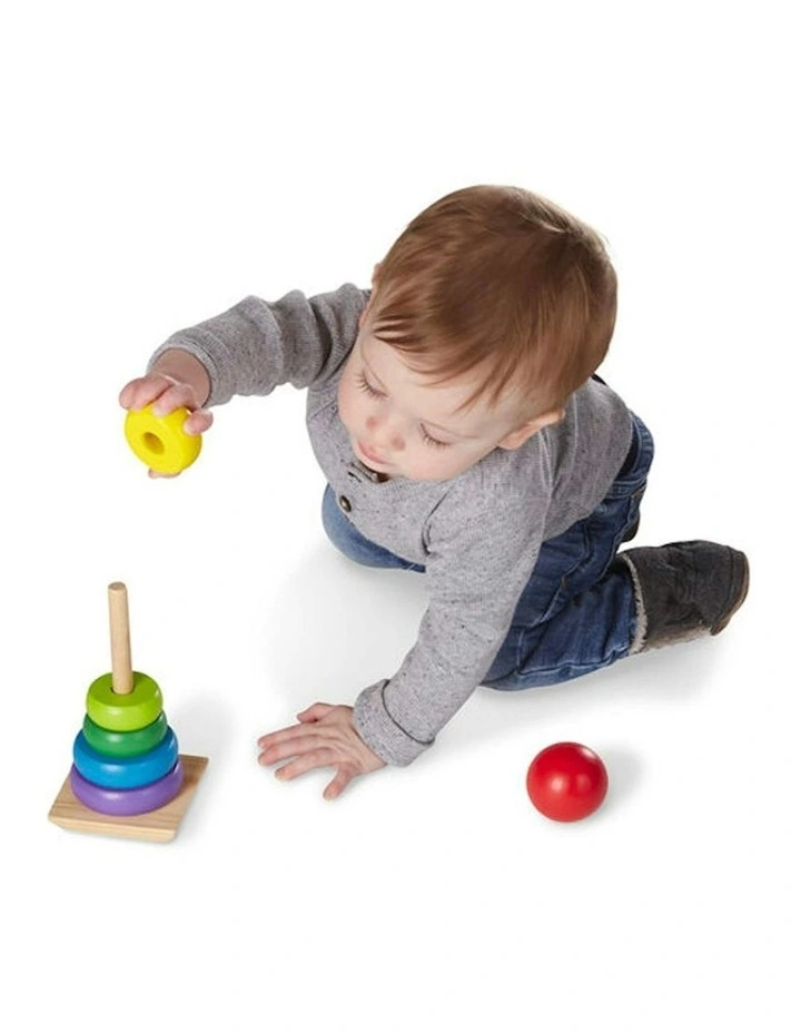 Rainbow Round Wooden Educational Stacker Rings image 7