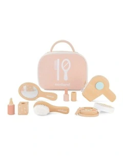 Wooden Doll Beauty Set With Zippered Hand Bag 3years+ 7 Piece