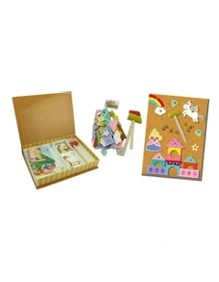 Wooden Unicorn Tap A Shape In Bookcase Activity Set 26cm 3+