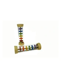 Wooden Rainmaker Rattle In Clear Bead Tube 5.5x19cm 12m+