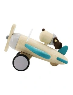 Retro Wooden Plane with Cute Dog Driver Large Toy 12m+