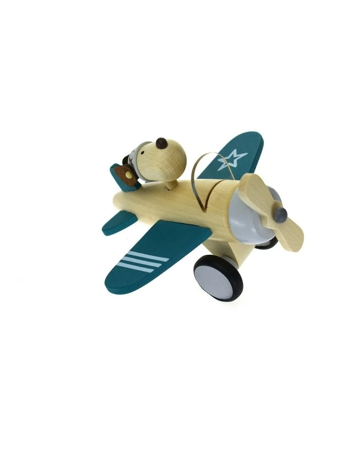 Retro Wooden Plane with Cute Dog Driver Large Toy 12m+ image 2
