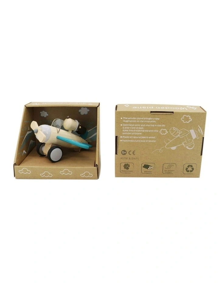 Retro Wooden Plane with Cute Dog Driver Large Toy 12m+ image 4