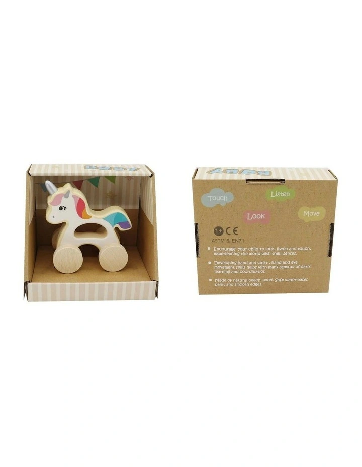 Calm and Breezy Wooden Unicorn Car Play Toy 12m+ 9x11cm image 2
