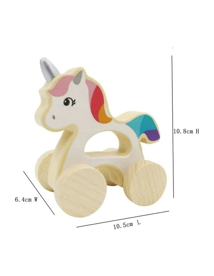 Calm and Breezy Wooden Unicorn Car Play Toy 12m+ 9x11cm image 3