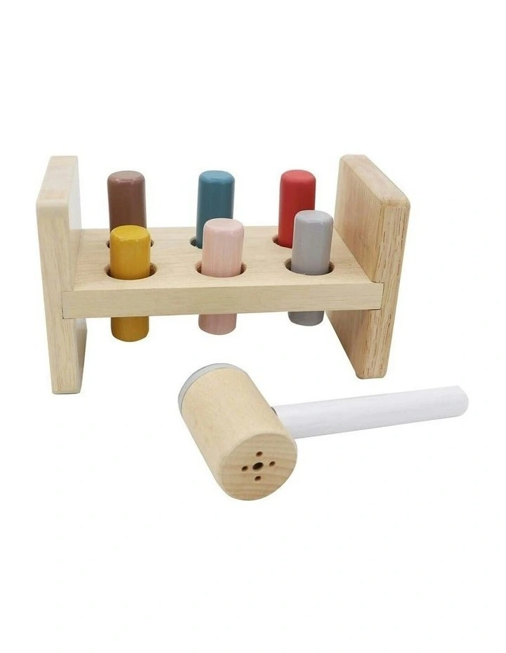Wooden Kids Calm and Breezy Hammer Bench with Squeaky Sound Toy 12m image 1
