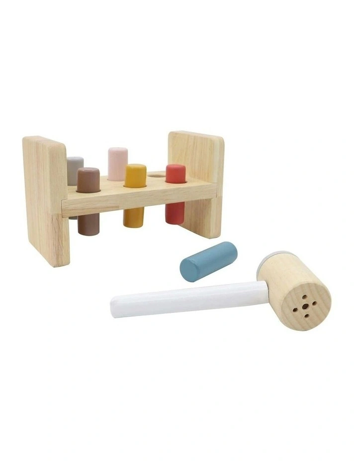 Wooden Kids Calm and Breezy Hammer Bench with Squeaky Sound Toy 12m image 2