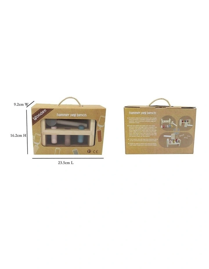 Wooden Kids Calm and Breezy Hammer Bench with Squeaky Sound Toy 12m image 3