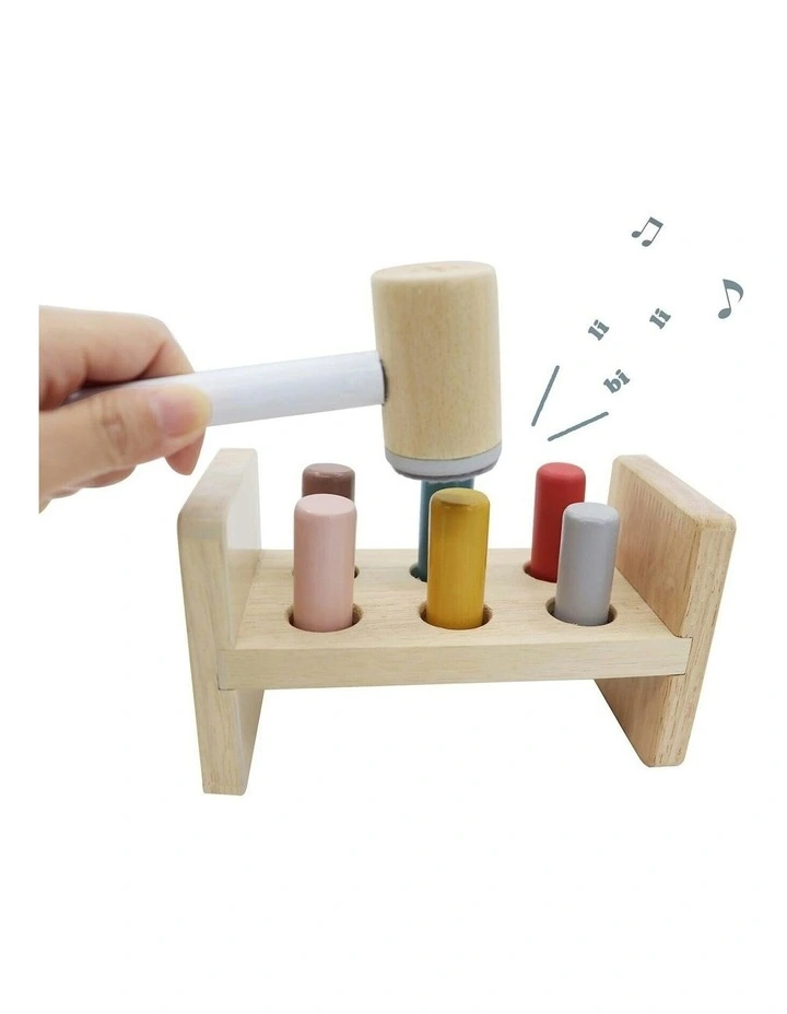 Wooden Kids Calm and Breezy Hammer Bench with Squeaky Sound Toy 12m image 4