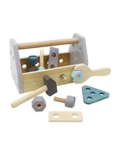 Toddler Calm and  Breezy Wooden Hammer/Bolts Toolbox 20.5x13cm Toy 18m 