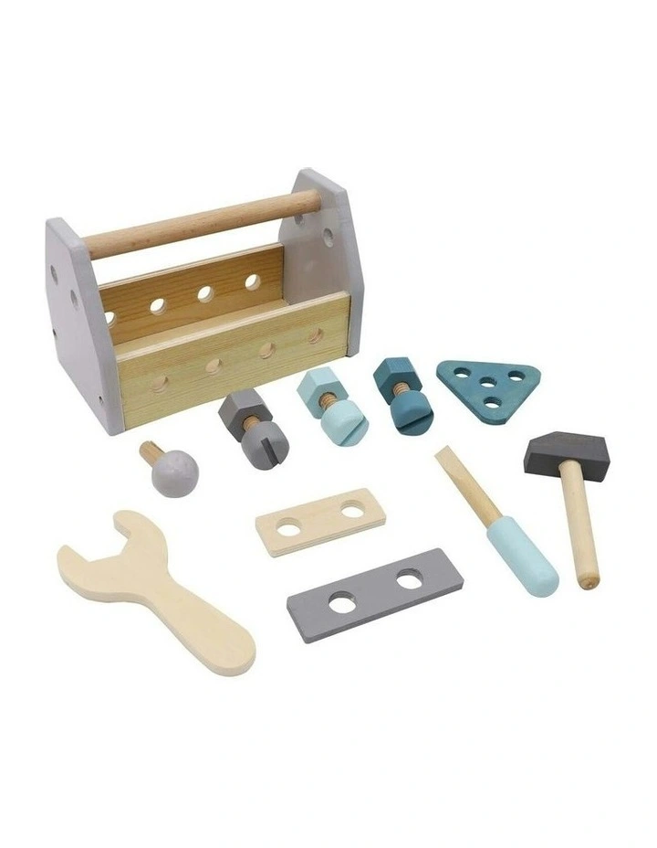 Toddler Calm and Breezy Wooden Hammer/Bolts Toolbox 20.5x13cm Toy 18m image 2