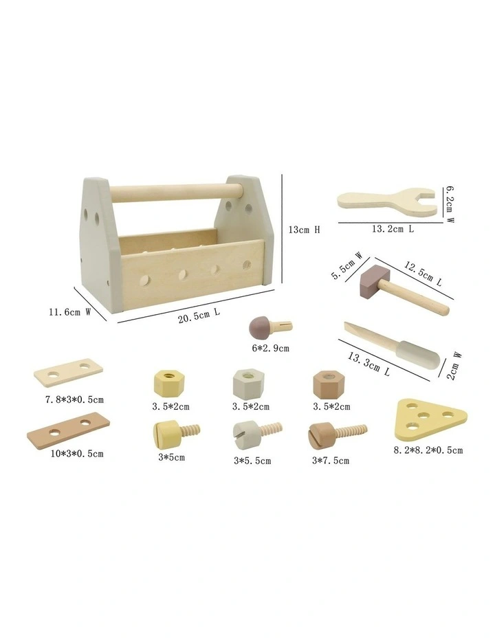 Toddler Calm and Breezy Wooden Hammer/Bolts Toolbox 20.5x13cm Toy 18m image 6