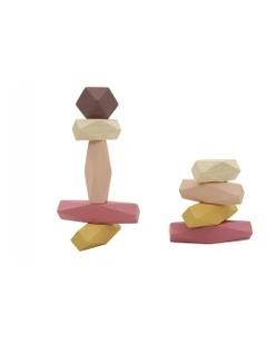 Wooden Stacking Stone Blocks Terracotta Kids Play Toy 2yrs+