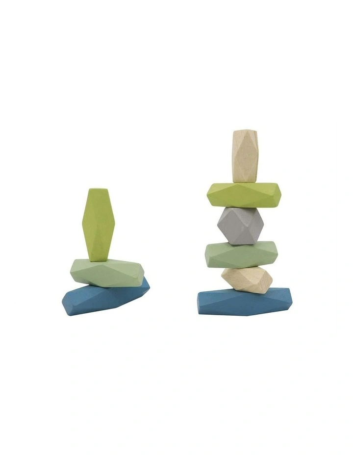 Wooden Stacking Stone Blocks Children's Play Toy 2yrs+ image 1