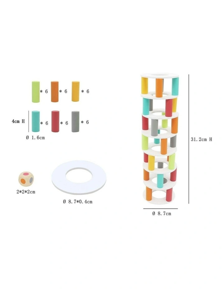 Wooden Pisa Tower Balancing Fun Game image 2