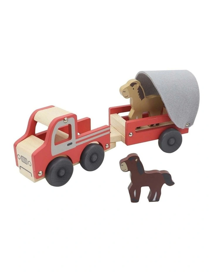 Wooden Truck With Horse Float Pretend Toy Set image 1