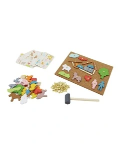 Farm Animals Tap A Shape With Hammer Nails Kids Activity Set