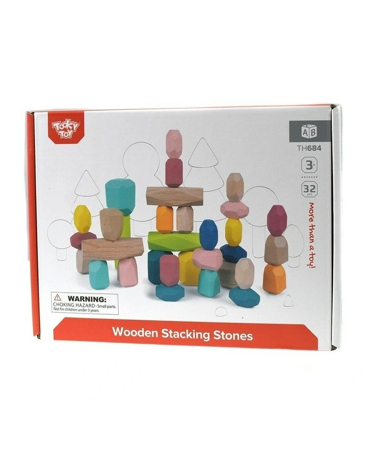 Wooden Stacking Stone Large Building Blocks image 1