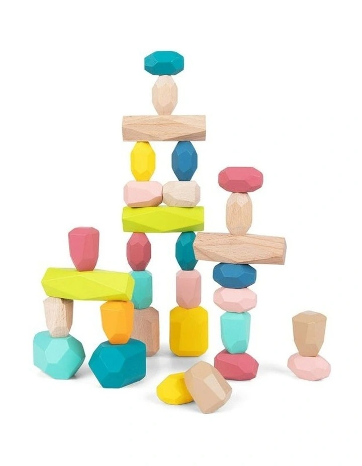 Wooden Stacking Stone Large Building Blocks image 2