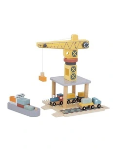 Port Crane Cargo Wooden Building Block Toy