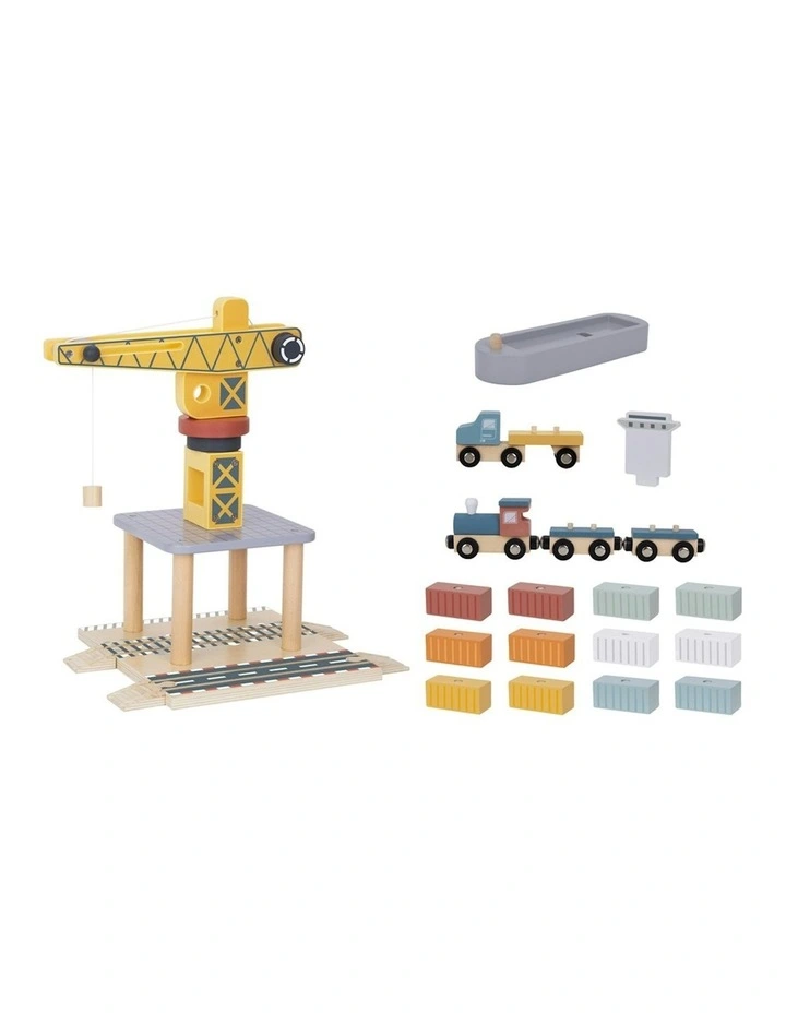 Port Crane Cargo Wooden Building Block Toy image 2