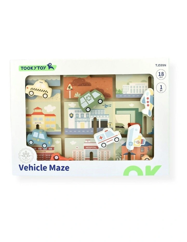 Wooden Childrens Traffic Maze Puzzle Board Toy image 2