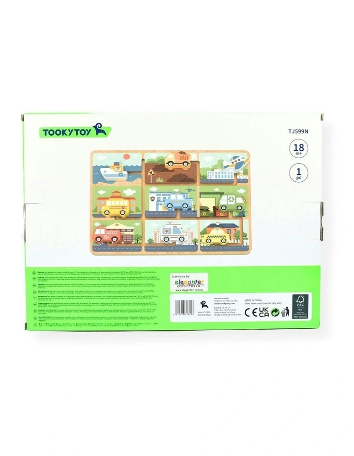 Wooden Childrens Traffic Maze Puzzle Board Toy image 3