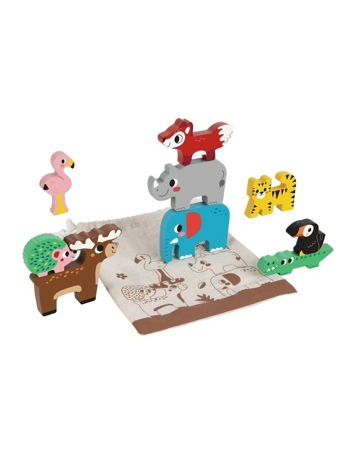 Wooden Stacking Animals Blocks Baby Toy image 1