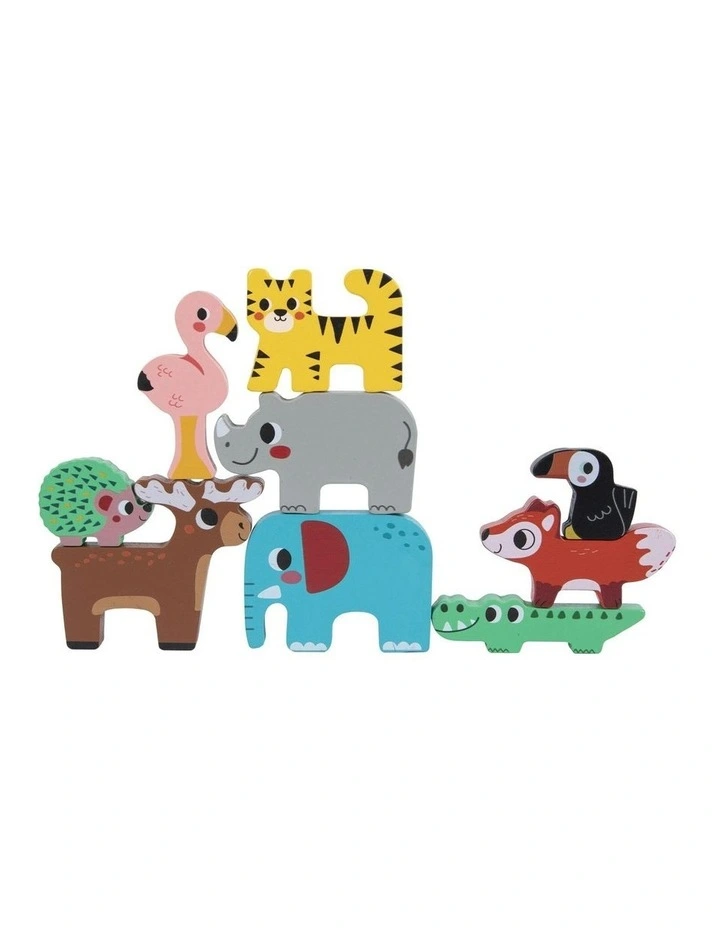 Wooden Stacking Animals Blocks Baby Toy image 2