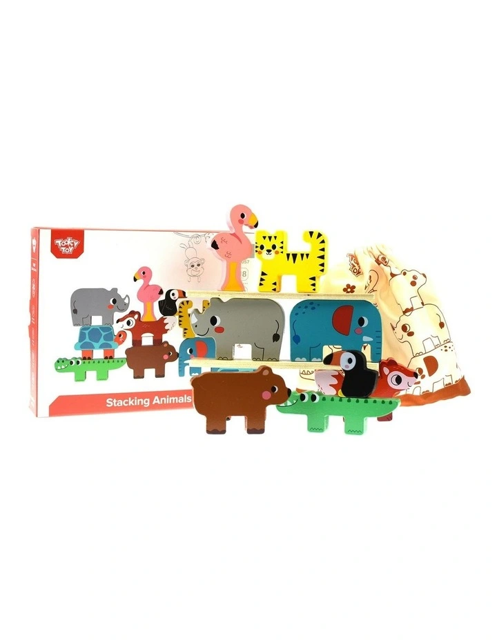 Wooden Stacking Animals Blocks Baby Toy image 6
