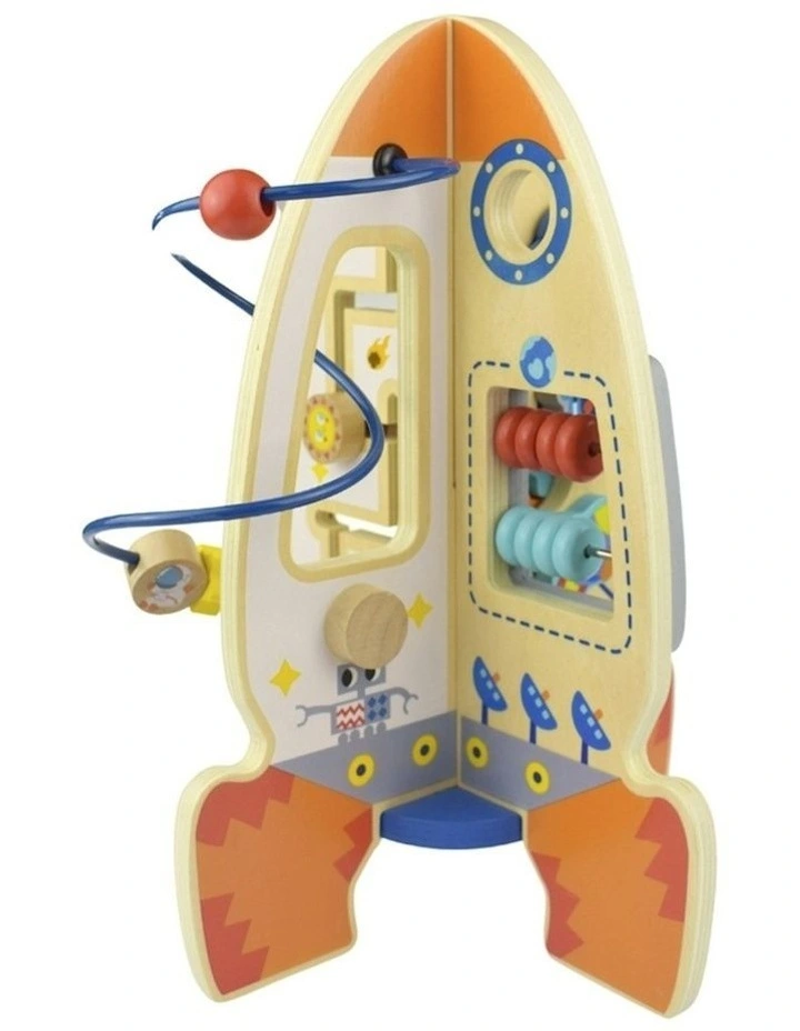 Wooden Interactive Activity Rocket Play Toy Set image 2