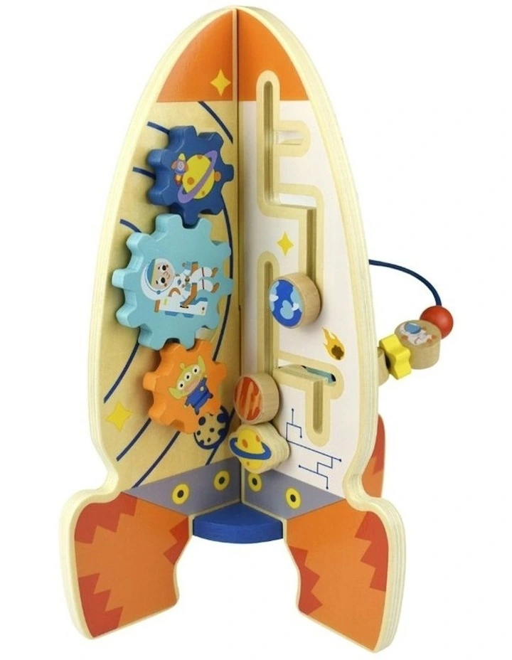 Wooden Interactive Activity Rocket Play Toy Set image 3
