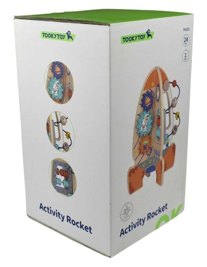 Wooden Interactive Activity Rocket Play Toy Set image 5