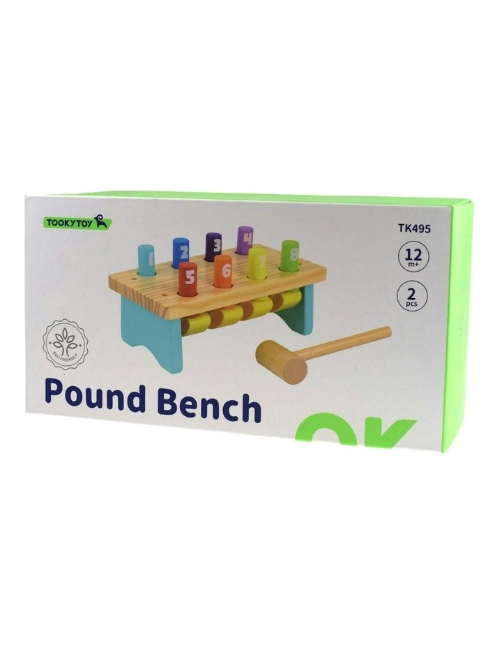 Wooden Knock Bench Colourful Toy 8 Pins image 3