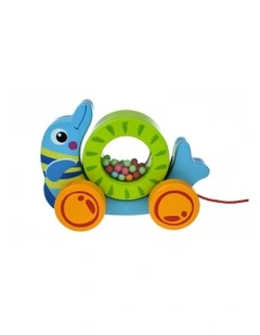 Pull Along Rolling Dolphin With Beads Toy